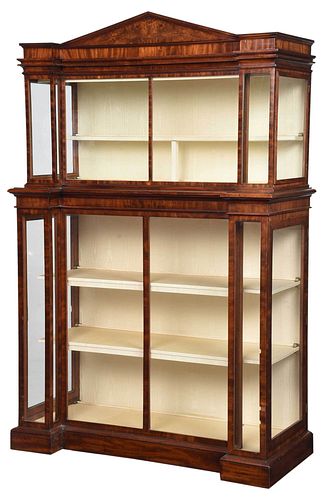 Neoclassical Mahogany Two Tiered Display Cabinet