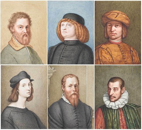 Six Portrait Miniatures of Renaissance Artists