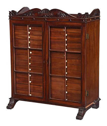 Classical Carved Mahogany 28 Drawer Medals Cabinet