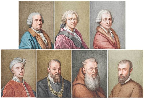 Seven Portrait Miniatures of 16th-18th Century Artists 