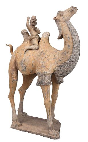 Monumental Early Chinese Camel with Rider