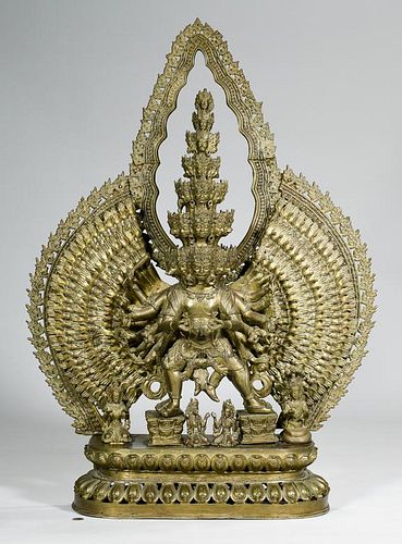 Bronze 43" Tibetan Avalokitesvara Sculpture