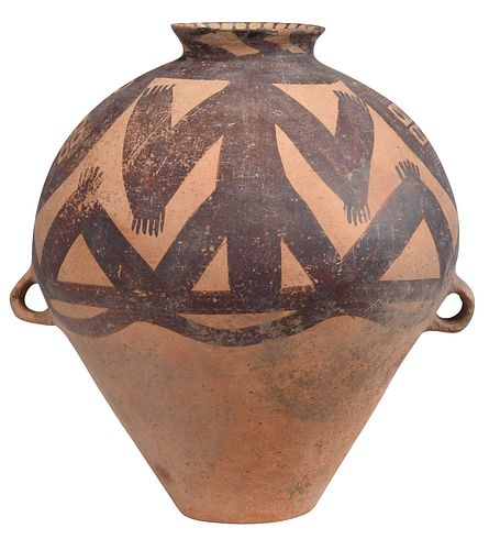 Large Chinese Neolithic Polychrome Pottery Vessel