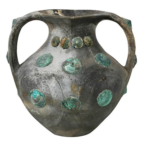 Chinese Earthenware Amphora with Bronze Mounts