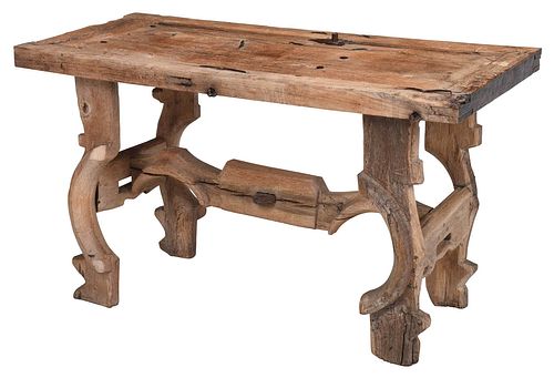 Hardwood and Iron Mounted Pier Table