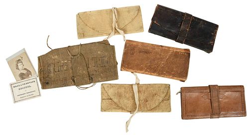 Group of Six 19th Century Wallets and Money Pouch