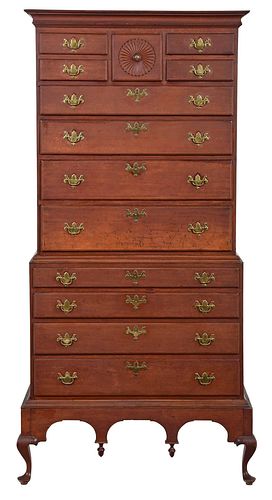 Connecticut Queen Anne Cherry Chest on Chest on Frame