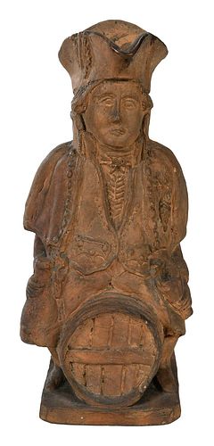 Terracotta Figure, Man Sitting on Barrel