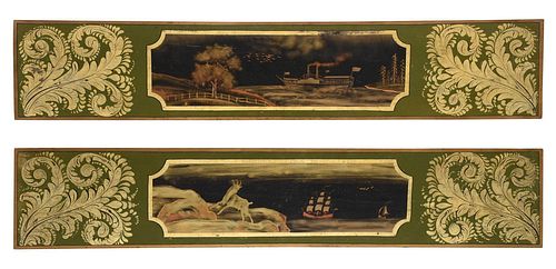 Pair of American Folk Art Painted Architectural Panels