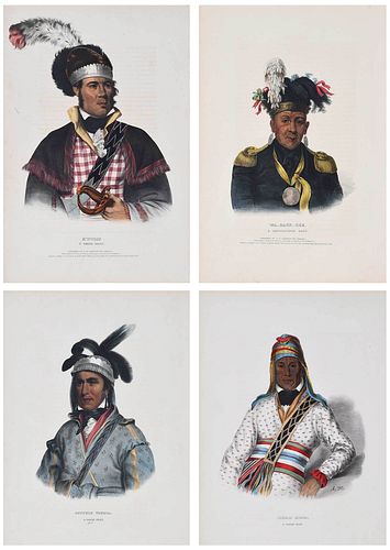 Four McKenney and Hall Native American Prints, Chiefs
