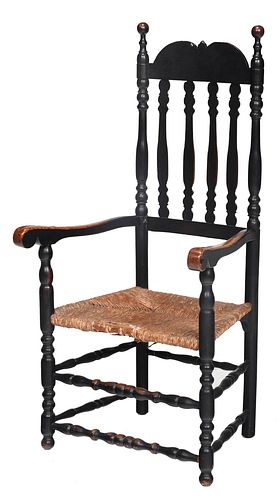 New England William and Mary Banister Back Armchair