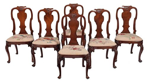 Set of Six George II Carved Mahogany Dining Chairs