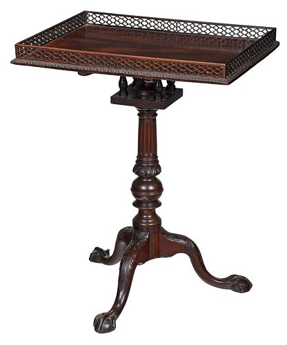 Fine Chippendale Mahogany Gallery Top Silver Table