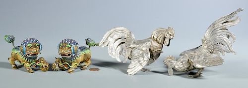 2 Pairs Silver Animal Figures