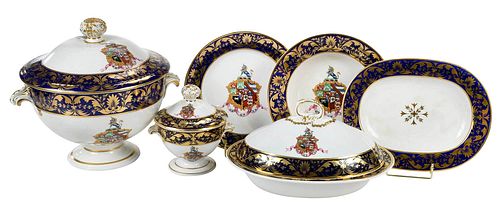 30 Pieces Armorial Crown Derby Porcelain Tableware