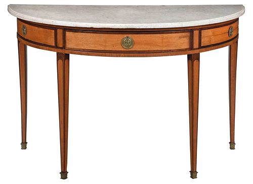 George III Style Lightwood Inlaid Marble Top Pier Table