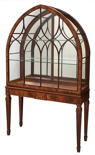 Gothic Style Figured Mahogany Display Cabinet