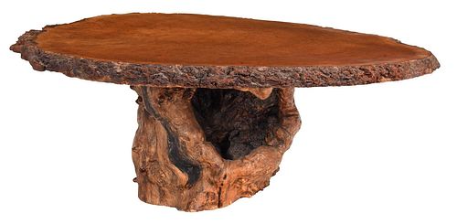 Large Burlwood Pedestal Table