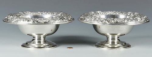 Pair S. Kirk & Son Repousse Sterling Compotes