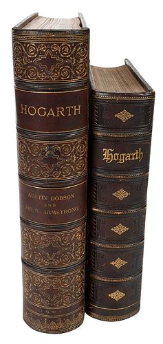 Two Leatherbound Books on William Hogarth