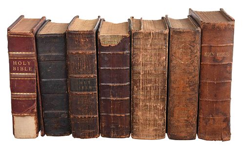 Seven 19th Century Leatherbound Bibles