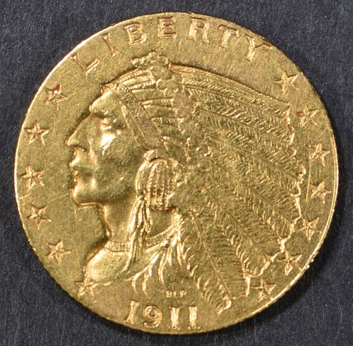 1911-D GOLD $2.5 INDIAN  BU  OLD CLEANING