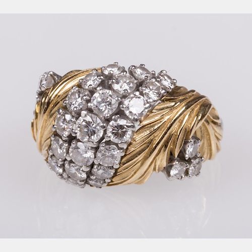 An 18kt. White and Yellow Gold, Diamond Ladies Ring,
