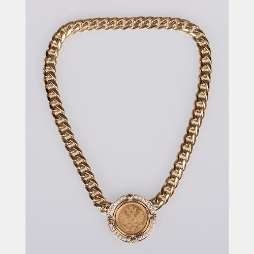 An 18kt. Yellow Gold and Diamond Necklace,
