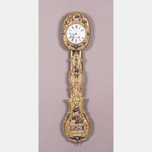 A German Reproduction Painted Metal Hanging Wall Clock, 20th Century.
