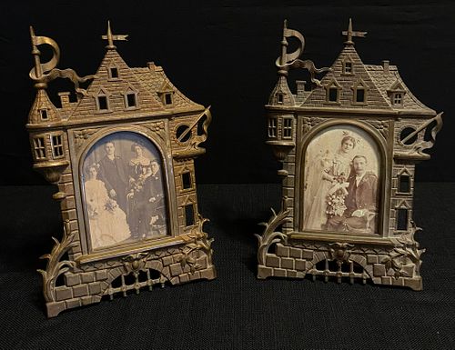 Pair Vintage Gothic Castle Picture Frames
