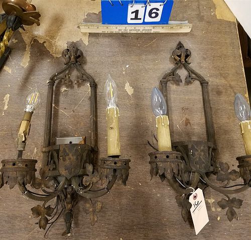 PR CAST IRON AND WROUGHT SCONCES 18 1/2"H X 10"W CORDTS MANSION