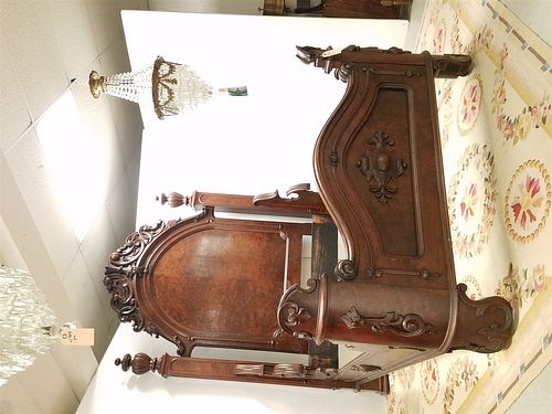 C1860 CARVED WALNUT FULL SIZE BED 8' 2 1/2"H X 66 1/2"W X 7'L CORDTS MANSION