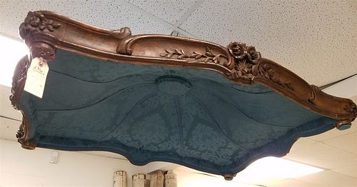 19TH C CARVED AND UPHOLS CANOPY 15"H X 52"W X 35" CORDTS MANSION