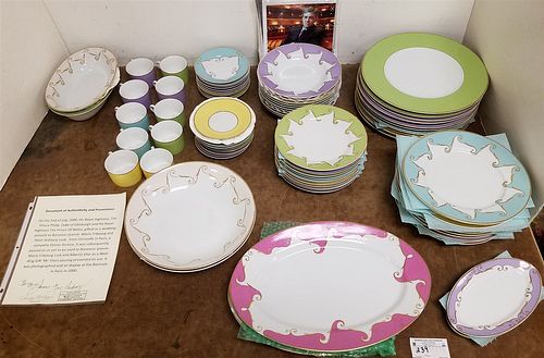 LOT 78 PC CHRISTIAN LACROIX "FOLLEMENT" PARIS FRANCE DINNER SERVICE GIVEN TO BARONESS JEANNE-MARIE FRIBOURG AND PETER ANTHONY LUSK FOR A WEDDING PRESE