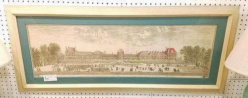 FRAMED 18TH C. ENGR OF THE TUILLERIES FRANCE 12" X 39" CORDTS MANSION