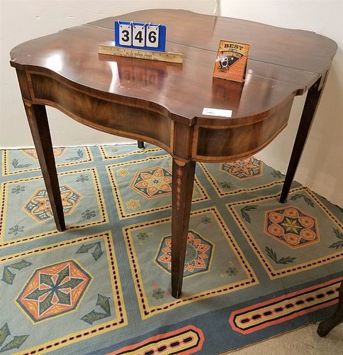 HEPPLEWHITE STYLE INLAID MAHOG CONSOLE/DINING TABLE 30-1/2"H X 20"W X 20-1/2"D CLOSED