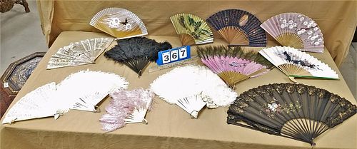 LOT OF FEATHER FANS AND OTHERS