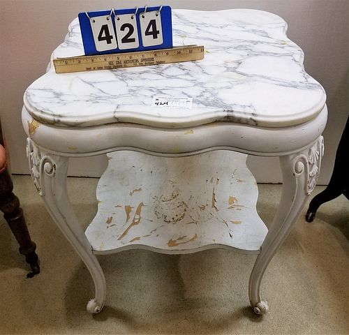PTD 2 TIER MARBLE TOP TABLE 27 1/2"H X 23"W X CORDTS MANSION