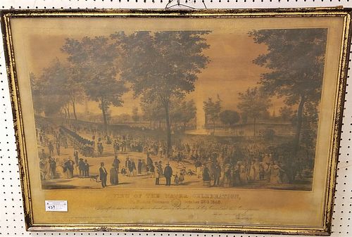 FRAMED VIEW OF THE WATER CELEBRATION ON BOSTON COMMON OCT 25,1848 27" X 38" CORDTS MANSION