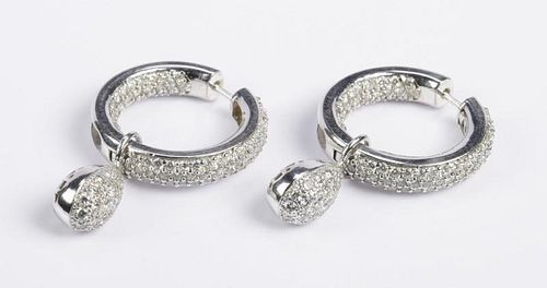 Diamond Hoop Earrings with Drops, 14K & 18K