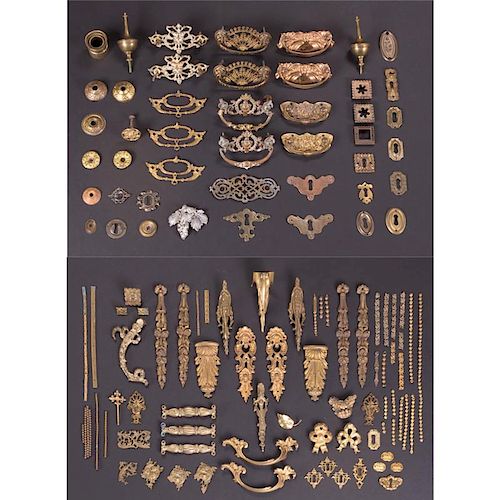 A Miscellaneous Collection of Ormolu, Bronze, Brass, Copper and Silver Continental and American Furniture Mounts and Pulls, 19th/20th Century.