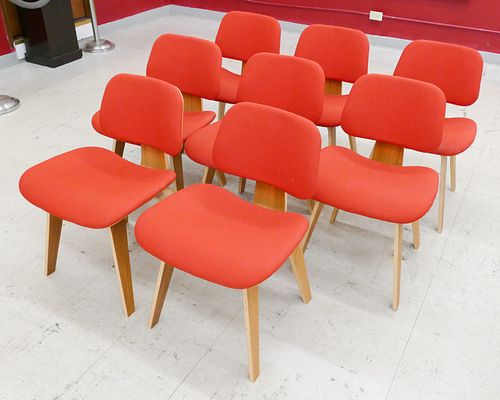 Set 8 Eames Herman Miller DCW Upholstered Chairs