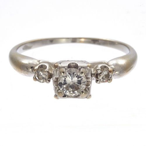 Diamond, Platinum, 18k White Gold Ring