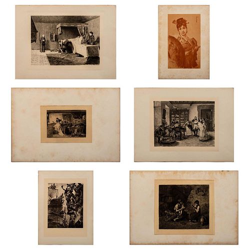 6pc Engraving, Photogravure and Etching Art Prints