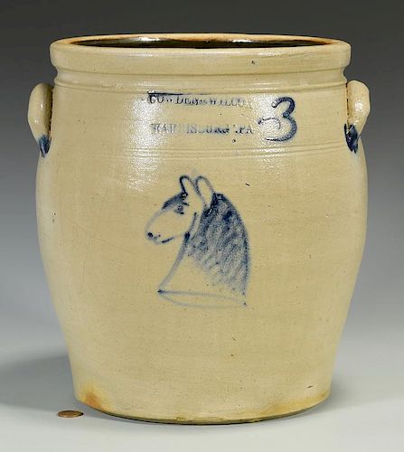 Cowden & Wilcox Stoneware Jar w/ Horse