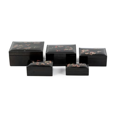 (5) Pc Mam Chung Kee Ware Lacquerware Nesting Boxes