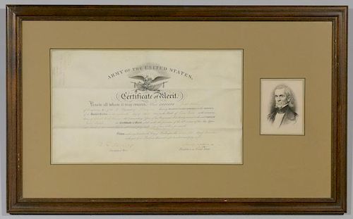 President James K. Polk Signed Certificate of Merit
