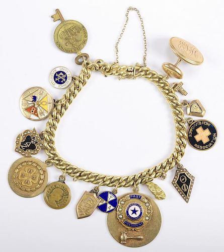 Ed Hicks Masonic Gold Charm 14K Bracelet