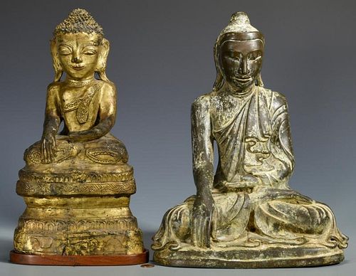 2 Southeast Asian Buddhas, incl. 1 Bronze
