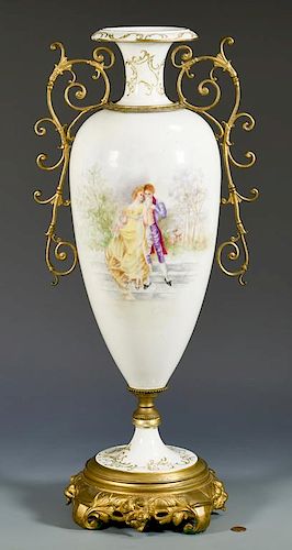 Large French Porcelain Urn w/Ormolu Mounts